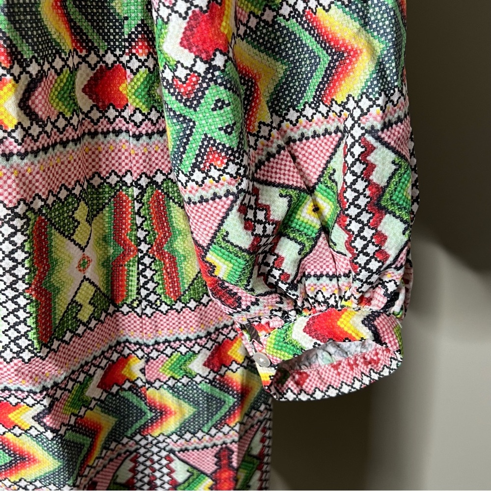 Farm Rio Dress Small S Anthropologie Amulet Midi Tassel Yawanawa Linen - Picture 7 of 12